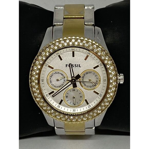 Fossil ES2944 Women's Gold Stainless Steel White Analog Dial Quartz Watch QB492 - Picture 2 of 12